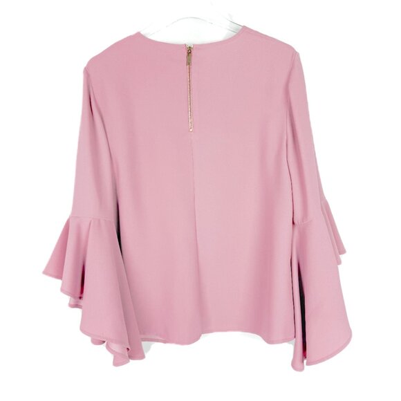 Ted Baker Juula Waterfall Sleeve Crepe Top In Dusky Pink Ted Size 4 US Size 10 - Picture 9 of 15